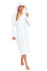 Women's Bamboo Cotton Hooded Towelling Robe Luxurious Ultra Absorbent Bath Spa Loungewear in Multiple Sizes and Colours by Daisy Dreamer Dressing Gown