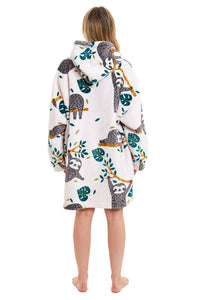 Oversized Sloth Hoodie Blanket with Reversible Sherpa Plush Fleece Giant 6XL for Adults and Kids with Pockets and Elastic Cuffs by Daisy Dreamer Hooded Blanket