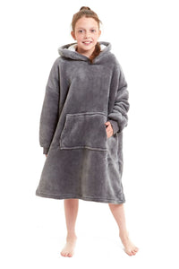 Kids Oversized Hooded Fleece Blanket Ultra-Soft Sherpa Fur with Elastic Cuffs and Double Pocket for Ages 8-15 by Daisy Dreamer Hooded Blanket