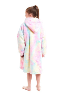 Kids Oversized Hooded Fleece Blanket Ultra-Soft Sherpa Fur with Elastic Cuffs and Double Pocket for Ages 8-15 by Daisy Dreamer Hooded Blanket
