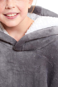 Kids Oversized Hooded Fleece Blanket Ultra-Soft Sherpa Fur with Elastic Cuffs and Double Pocket for Ages 8-15 by Daisy Dreamer Hooded Blanket