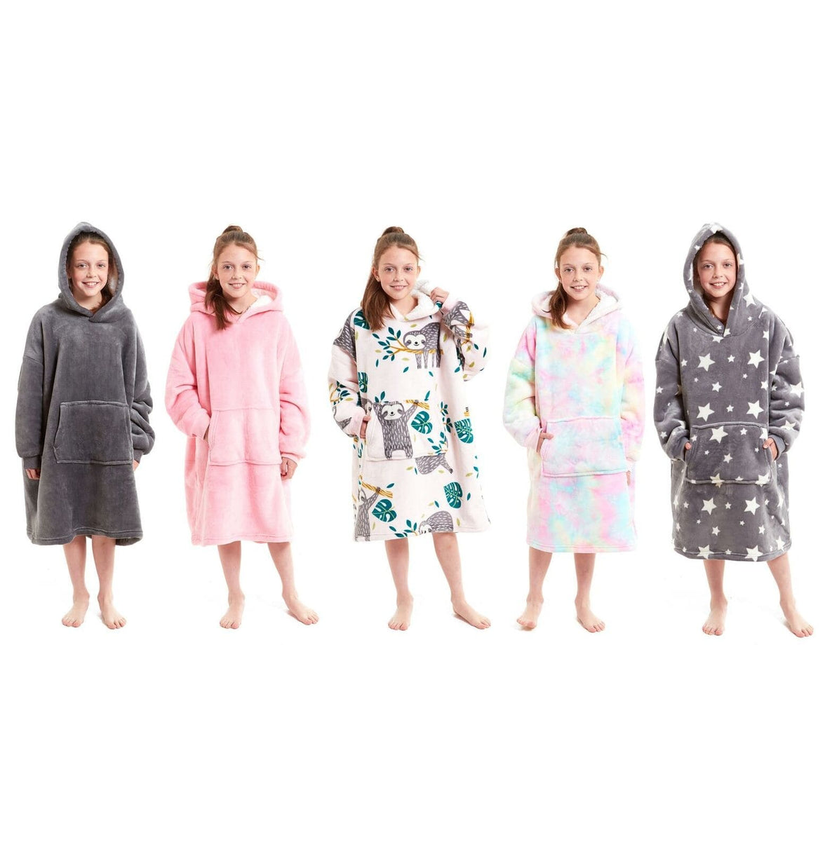 Kids Oversized Hooded Fleece Blanket Ultra-Soft Sherpa Fur with Elastic Cuffs and Double Pocket for Ages 8-15 by Daisy Dreamer Hooded Blanket