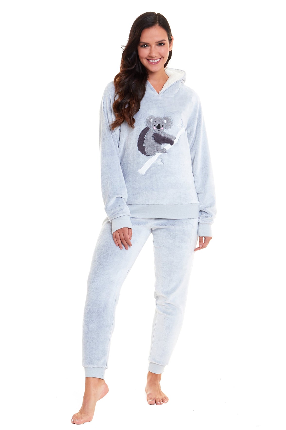 Matching Mother Daughter Koala Bear Hooded Pyjama Set Soft Plush Fleece Flannel Loungewear Nightwear for Women and Girls by Daisy Dreamer Pyjamas