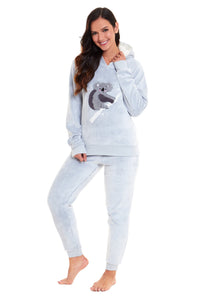 Matching Mother Daughter Koala Bear Hooded Pyjama Set Soft Plush Fleece Flannel Loungewear Nightwear for Women and Girls by Daisy Dreamer Pyjamas
