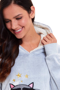 Matching Mother Daughter Raccoon Fleece Hooded Pyjama Set with Sherpa Lining and Embroidered Design for Family Bonding by Daisy Dreamer Pyjamas