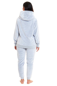 Matching Mother Daughter Raccoon Fleece Hooded Pyjama Set with Sherpa Lining and Embroidered Design for Family Bonding by Daisy Dreamer Pyjamas
