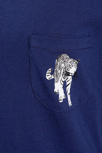 Navy Tiger Print Cotton Pyjama Set for Women 100% Soft Cotton Relaxed Fit Nightwear Perfect for Lounging and Sleeping Multiple Sizes Available by Daisy Dreamer Pyjamas