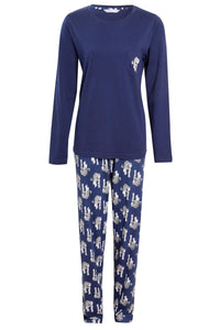 Navy Tiger Print Cotton Pyjama Set for Women 100% Soft Cotton Relaxed Fit Nightwear Perfect for Lounging and Sleeping Multiple Sizes Available by Daisy Dreamer NAVY TIGER / S Pyjamas