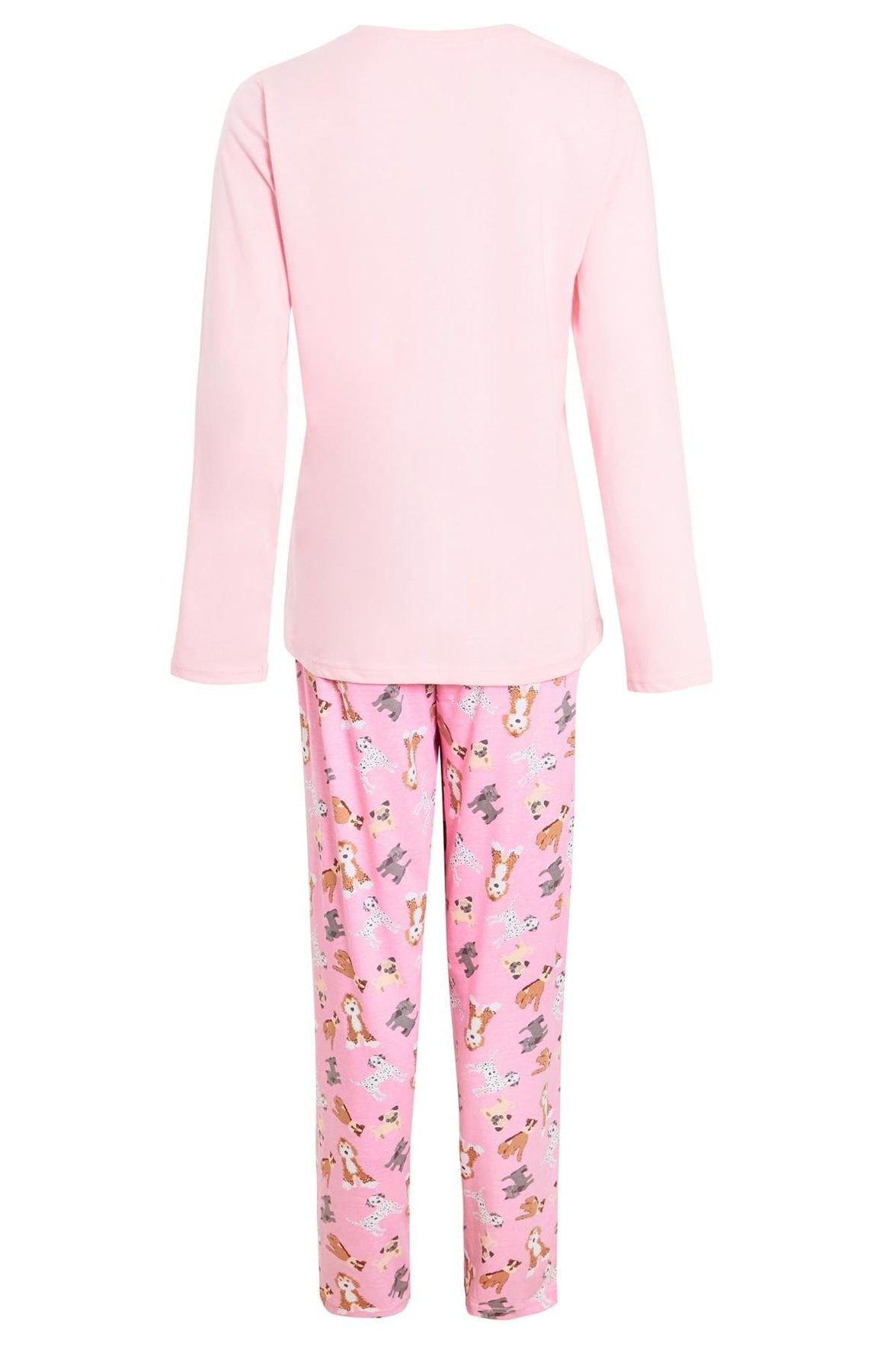 Ladies Pink Dog Print Jersey Cotton Pajama Set Soft Cozy Long Sleeve Women's Nightwear Sleepwear Loungewear Multiple Sizes by Daisy Dreamer Pyjamas