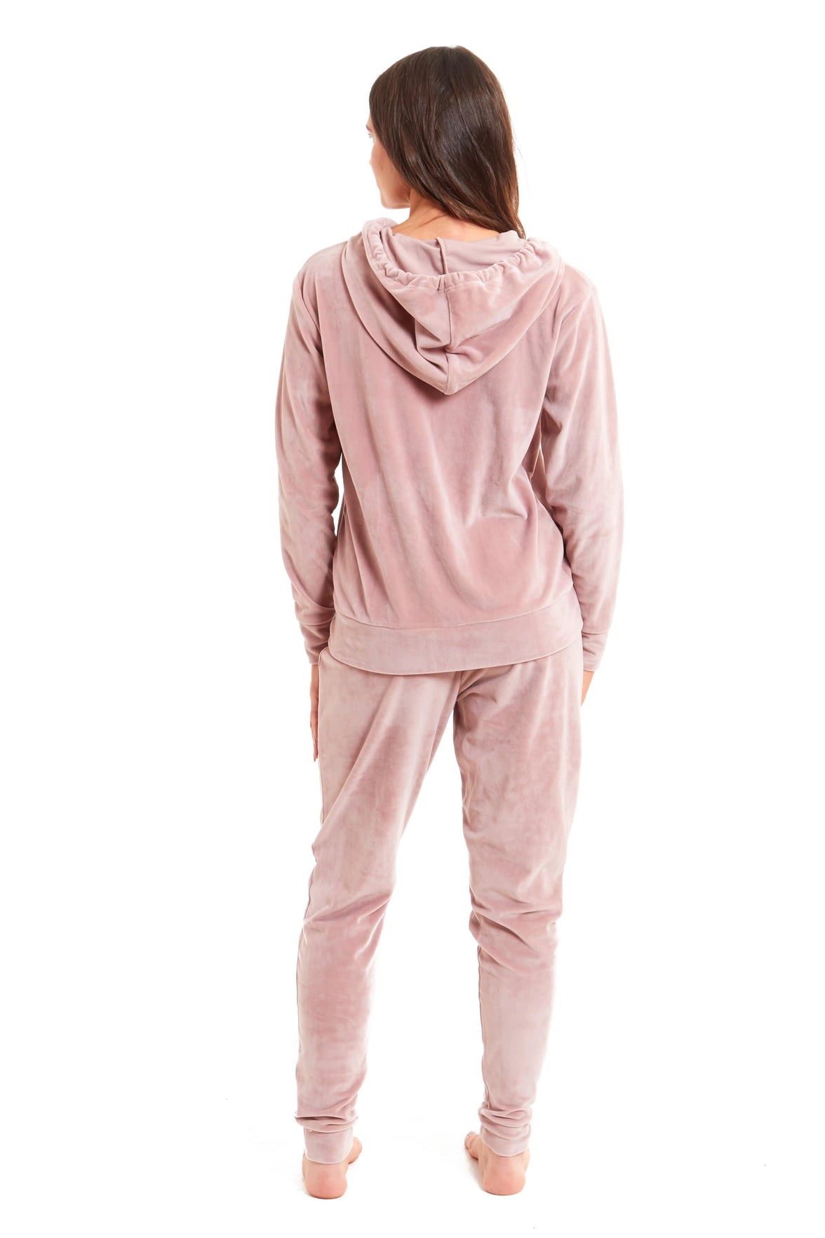 Women's Hooded Velour Lounge Set with Zipped Top and Elasticated Waistband Comfortable Stretchable Nightwear UK Sizes 8-22 by Daisy Dreamer Pyjamas