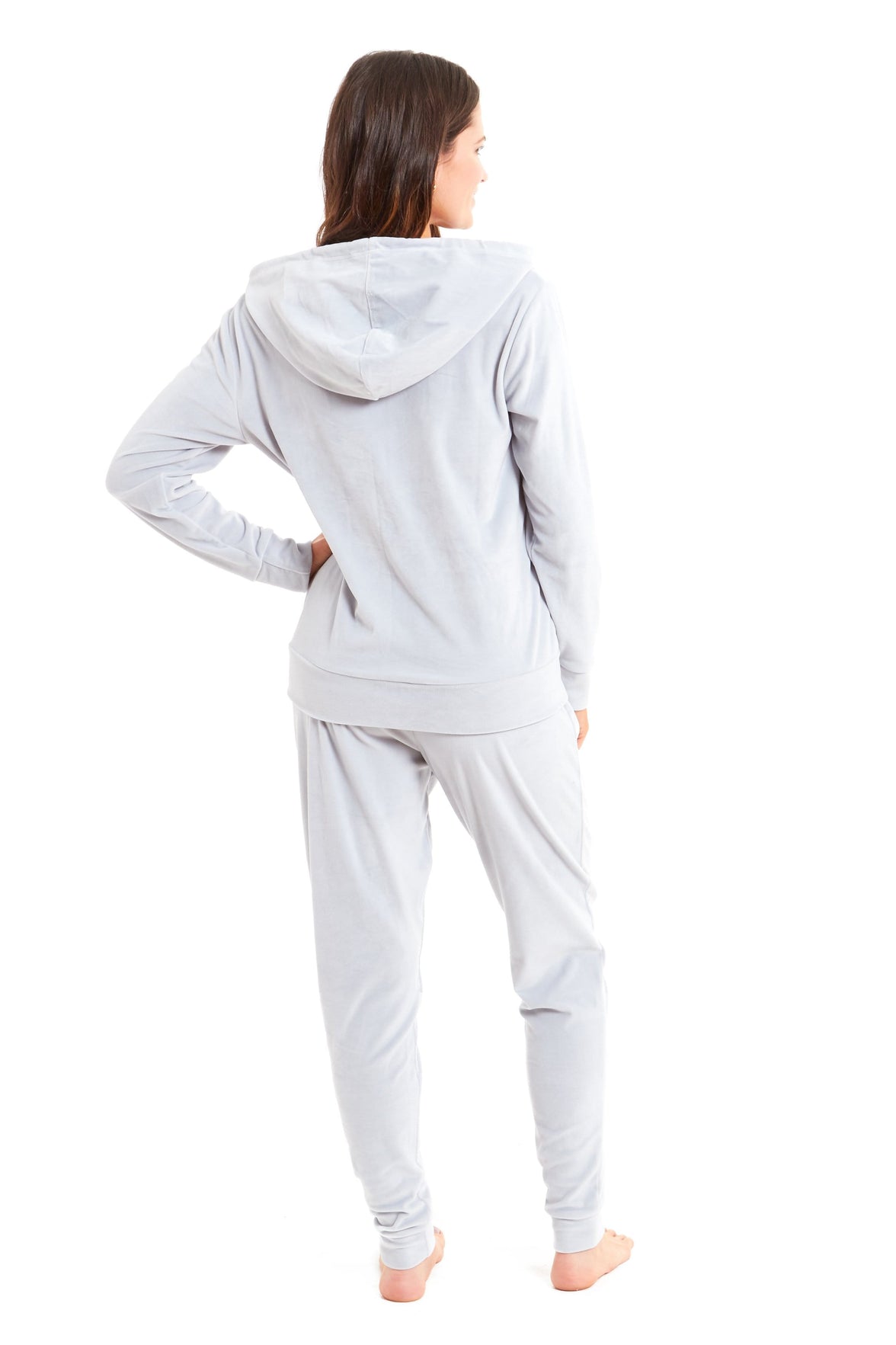 Women's Hooded Velour Lounge Set with Zipped Top and Elasticated Waistband Comfortable Stretchable Nightwear UK Sizes 8-22 by Daisy Dreamer Pyjamas