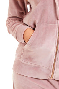 Women's Hooded Velour Lounge Set with Zipped Top and Elasticated Waistband Comfortable Stretchable Nightwear UK Sizes 8-22 by Daisy Dreamer Pyjamas