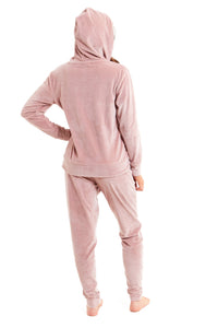 Women's Hooded Velour Lounge Set with Zipped Top and Elasticated Waistband Comfortable Stretchable Nightwear UK Sizes 8-22 by Daisy Dreamer Pyjamas