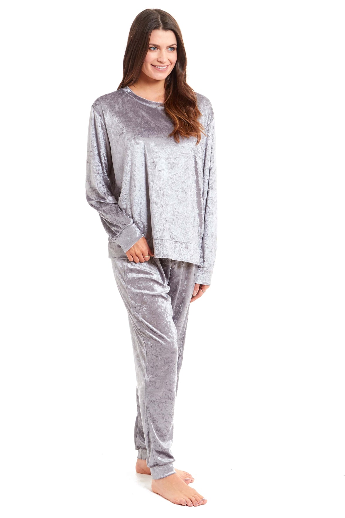 Women's Crushed Velvet Pyjama Set Soft Comfortable Loungewear Top and Pants Perfect Luxurious Nightwear Gift in Multiple Sizes and Elegant Colours by Daisy Dreamer Pyjamas