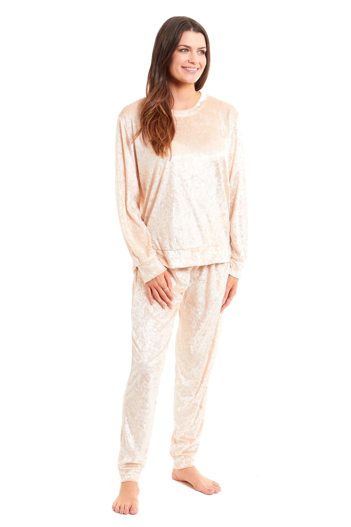 Women's Crushed Velvet Pyjama Set Soft Comfortable Loungewear Top and Pants Perfect Luxurious Nightwear Gift in Multiple Sizes and Elegant Colours by Daisy Dreamer Pyjamas