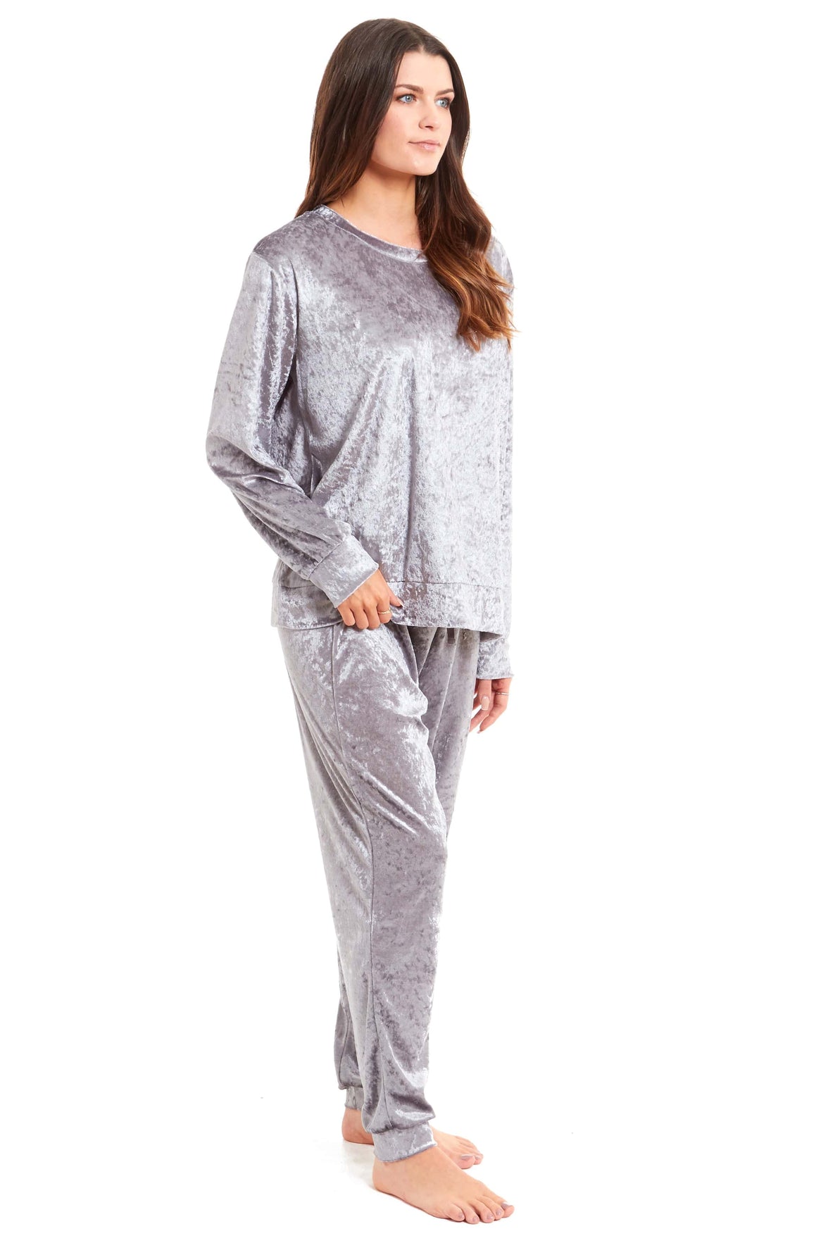 Women's Crushed Velvet Pyjama Set Soft Comfortable Loungewear Top and Pants Perfect Luxurious Nightwear Gift in Multiple Sizes and Elegant Colours by Daisy Dreamer Pyjamas