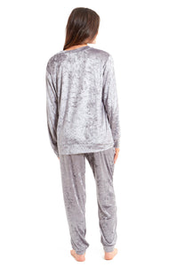 Women's Crushed Velvet Pyjama Set Soft Comfortable Loungewear Top and Pants Perfect Luxurious Nightwear Gift in Multiple Sizes and Elegant Colours by Daisy Dreamer Pyjamas