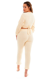Women's Ultra-Soft Teddy Fleece Loungewear Set with Wrap Top and Stretch Pants Ideal for Lounge and Nightwear by Daisy Dreamer Pyjamas