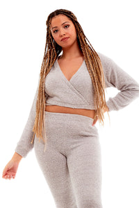 Women's Ultra-Soft Teddy Fleece Loungewear Set with Wrap Top and Stretch Pants Ideal for Lounge and Nightwear by Daisy Dreamer Pyjamas