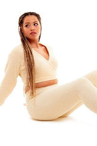 Women's Ultra-Soft Teddy Fleece Loungewear Set with Wrap Top and Stretch Pants Ideal for Lounge and Nightwear by Daisy Dreamer Pyjamas