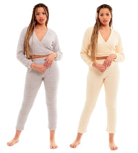 Women's Ultra-Soft Teddy Fleece Loungewear Set with Wrap Top and Stretch Pants Ideal for Lounge and Nightwear by Daisy Dreamer Pyjamas