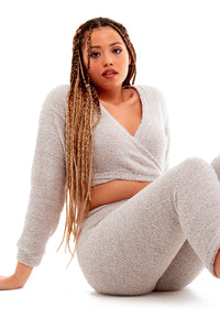 Women's Ultra-Soft Teddy Fleece Loungewear Set with Wrap Top and Stretch Pants Ideal for Lounge and Nightwear by Daisy Dreamer Pyjamas