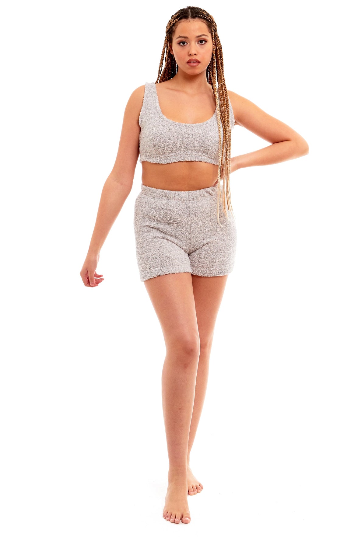 Women's Super Soft Teddy Fleece Tank Top and Shorts Loungewear Set for All-Year Comfort by Daisy Dreamer SMALL | UK 8-10 / GREY Pyjamas