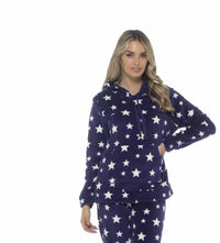 Women's Plush Fleece Hooded Pyjama Set Stars Design Soft Teddy Fabric Cosy Nightwear Loungewear Warm Comfortable Multiple Sizes by Daisy Dreamer Pyjamas