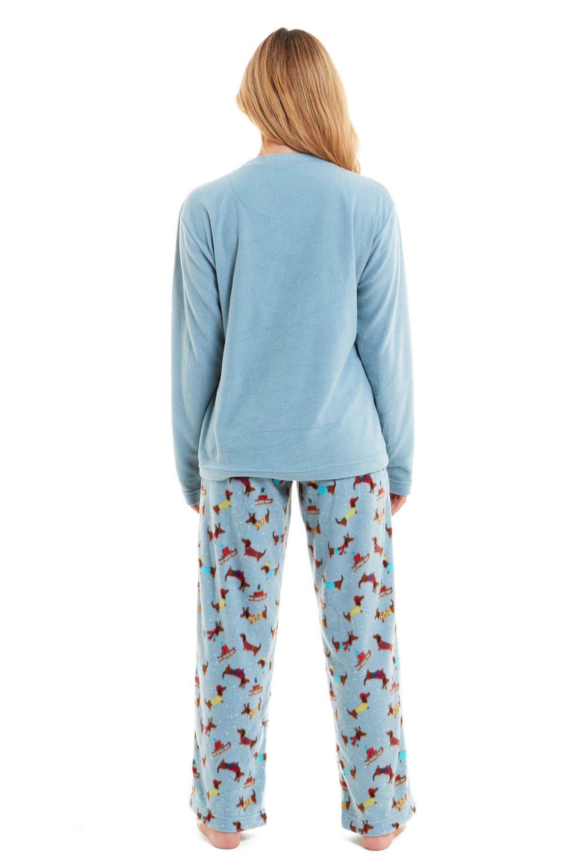 Women's Cosy Dachshund Polar Fleece Pyjama Set Soft Warm Winter Lounge Sleepwear Perfect Christmas Gift Sizes Small to X Large by Daisy Dreamer Pyjamas