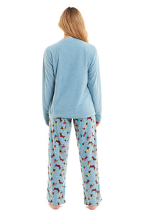 Women's Cosy Dachshund Polar Fleece Pyjama Set Soft Warm Winter Lounge Sleepwear Perfect Christmas Gift Sizes Small to X Large by Daisy Dreamer Pyjamas