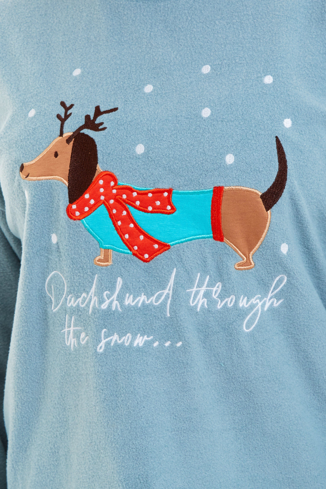 Women's Cosy Dachshund Polar Fleece Pyjama Set Soft Warm Winter Lounge Sleepwear Perfect Christmas Gift Sizes Small to X Large by Daisy Dreamer Pyjamas