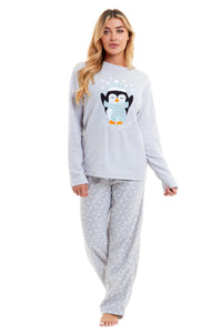 Women's Polar Fleece Penguin Pyjama Set Soft Warm Winter Lounge Wear Boutique Nightwear Ideal Christmas Gift Available in Multiple Sizes by Daisy Dreamer Pyjamas