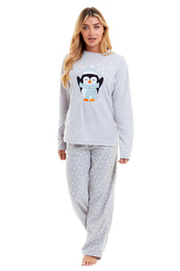 Women's Polar Fleece Penguin Pyjama Set Soft Warm Winter Lounge Wear Boutique Nightwear Ideal Christmas Gift Available in Multiple Sizes by Daisy Dreamer Pyjamas