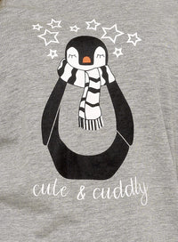 Women's Grey Cotton Pyjama Set Penguin Stars Design Soft Long Sleeve Top and Elasticated Bottoms Stylish Nightwear by Daisy Dreamer Pyjamas