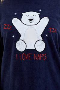 Women's Polar Bear Fleece Pyjama Set Soft Warm Winter Sleepwear Festive Christmas Gift Nightwear by Daisy Dreamer Pyjamas