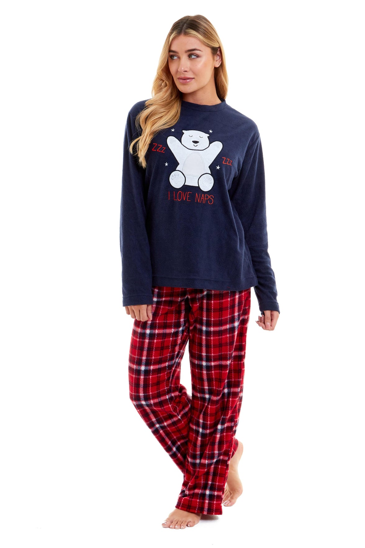 Women's Polar Bear Fleece Pyjama Set Soft Warm Winter Sleepwear Festive Christmas Gift Nightwear by Daisy Dreamer Pyjamas