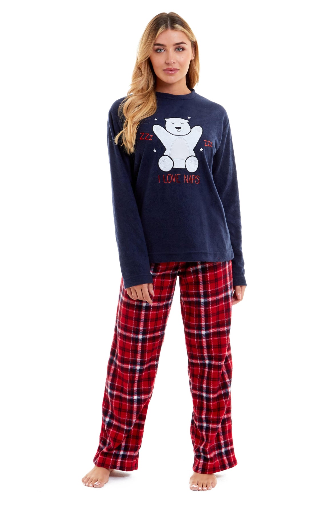 Women's Polar Bear Fleece Pyjama Set Soft Warm Winter Sleepwear Festive Christmas Gift Nightwear by Daisy Dreamer Pyjamas