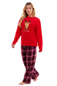 Women's Polar Fleece Pyjama Set with Festive Reindeer Pattern Ultra-Soft Winter Nights and Christmas Gifts Loungewear by Daisy Dreamer Pyjamas