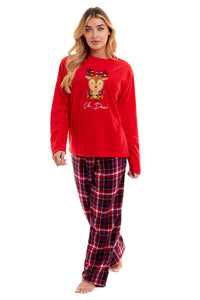 Women's Polar Fleece Pyjama Set with Festive Reindeer Pattern Ultra-Soft Winter Nights and Christmas Gifts Loungewear by Daisy Dreamer Pyjamas