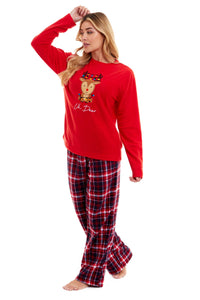 Women's Polar Fleece Pyjama Set with Festive Reindeer Pattern Ultra-Soft Winter Nights and Christmas Gifts Loungewear by Daisy Dreamer Pyjamas