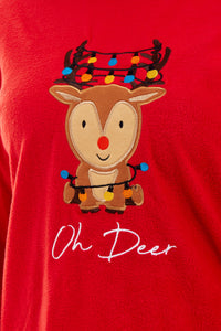 Women's Polar Fleece Pyjama Set with Festive Reindeer Pattern Ultra-Soft Winter Nights and Christmas Gifts Loungewear by Daisy Dreamer Pyjamas