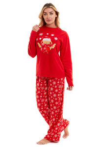 Women's Ultra Soft Polar Fleece Pyjama Set with Festive Robin Design Warm Winter Nightwear Comfortable Loungewear Christmas Gift by Daisy Dreamer Pyjamas