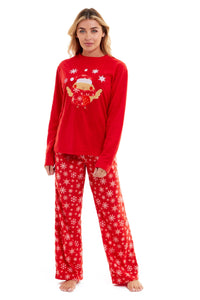 Women's Ultra Soft Polar Fleece Pyjama Set with Festive Robin Design Warm Winter Nightwear Comfortable Loungewear Christmas Gift by Daisy Dreamer Pyjamas