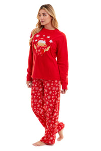 Women's Ultra Soft Polar Fleece Pyjama Set with Festive Robin Design Warm Winter Nightwear Comfortable Loungewear Christmas Gift by Daisy Dreamer Pyjamas