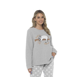 Women's Cosy Sloth Teddy Fleece Pyjama Set Plush Warm Nightwear with Adorable Design Perfect Gift by Daisy Dreamer Pyjamas