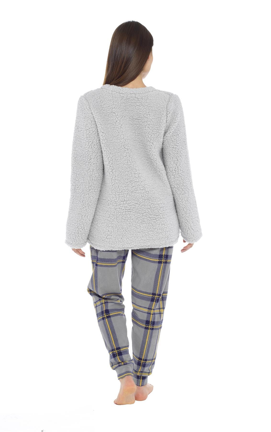 Women's Teddy Fleece Pyjama Set with Penguin Design Soft Cosy Nightwear Stylish Loungewear Warm Snuggle PJs with Contrasting Bottoms for Chilly Evenings by Daisy Dreamer Pyjamas