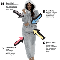 Women's Shimmer Grey Plush Fleece Hooded Pyjama Set with Sherpa Trim Cosy Stylish Nightwear Loungewear Gift for Women by Daisy Dreamer Pyjamas