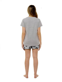 Women's Grey Cotton Peek A Bear Pyjama Set T-Shirt & Shorts Comfortable Sleepwear Nightwear Loungewear Gift Idea By Daisy Dreamer Pyjamas