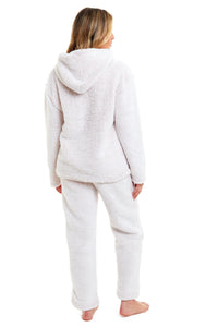 Women's Pink Plush Fleece Hooded Pyjama Set Ultimate Comfort Warmth Ladies Flannel Teddy Nightwear Loungewear Sizes 8-22 Ideal Gift by Daisy Dreamer Pyjamas