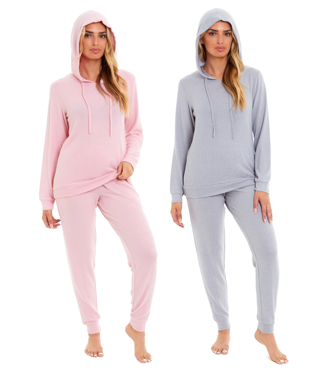 Women's Super Cosy Hooded Pyjama Set Soft Brushed Polyester Viscose Loungewear Warm and Elegant Nightwear Various Colours UK Sizes 8-22 by Daisy Dreamer Pyjamas